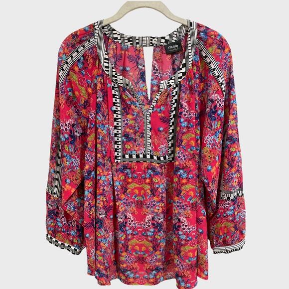 Nicole by Nicole Miller Pink Floral Boho Blouse 18 - Picture 3 of 9